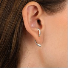 Jewelry clip-on earrings made of medical steel Snake 08770 Silver
