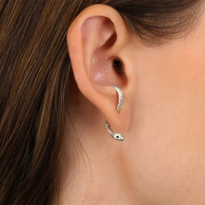 Бижутерия серьги-клипсы-каффы из медицинской стали Snake 08770 Silver