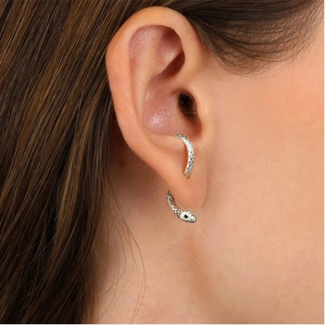 Бижутерия серьги-клипсы-каффы из медицинской стали Snake 08770 Silver