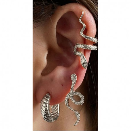 Бижутерия серьги-клипсы-каффы из медицинской стали Snake 3684 Silver