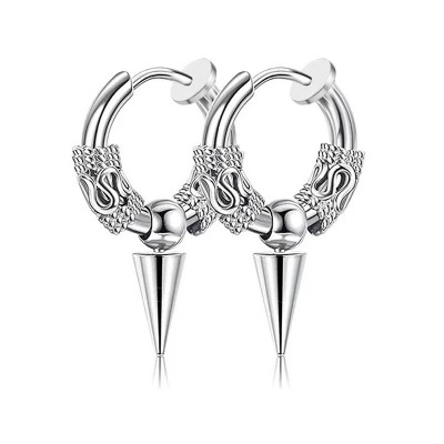 Бижутерия серьги-клипсы-каффы из медицинской стали Tip EH049-03 Silver