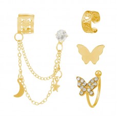 Set jewelry earrings-clip-cuffs made of medical steel Moon Star EK3332