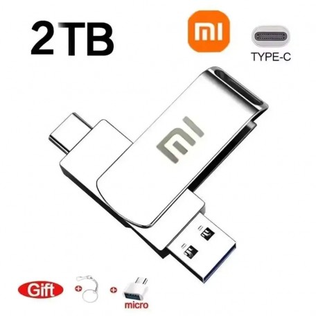 Флеш накопитель-память 2в1 MI в металлическом корпусе USB3.0 + TYPE-C + переходник Micro USB 2TB