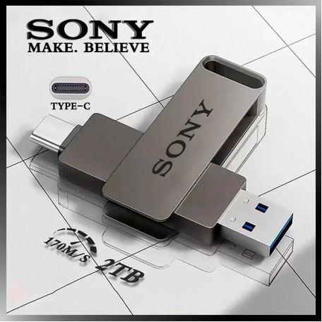 Флеш накопитель-память 2в1 SONY в металлическом корпусе USB3.0 + TYPE-C 2TB