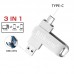 Флеш накопитель-память 3в1 Bliksem TYPE-C+Micro USB+USB2.0 OTG 64GB