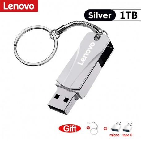 Флеш накопитель-память Lenovo в металлическом корпусе USB3.0 + переходники TYPE-C+Micro USB 1TB