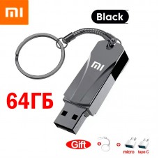 Флеш накопичувач-пам'ять Xiaomi у металевому корпусі USB3.0 + перехідники TYPE-C+Micro USB 64GB