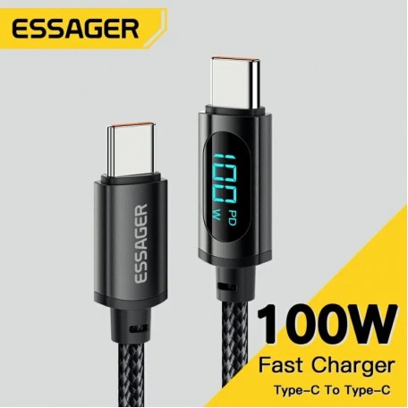Кабель для зарядки и передачи данных Essager LED Digital Display 7A/100W USB Type-C to USB Type-C 1 м
