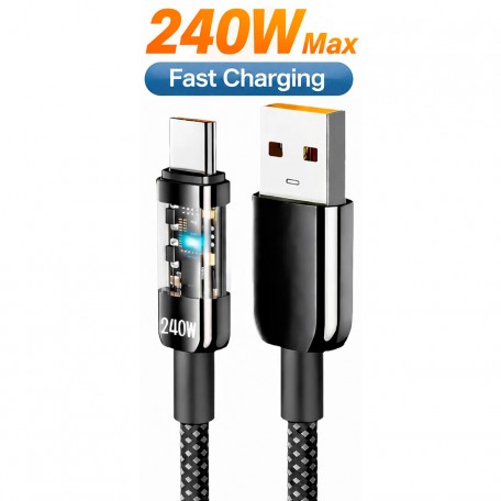 Кабель для зарядки и передачи данных LED Display 5A/240W USB Type-A to USB Type-C 1 м