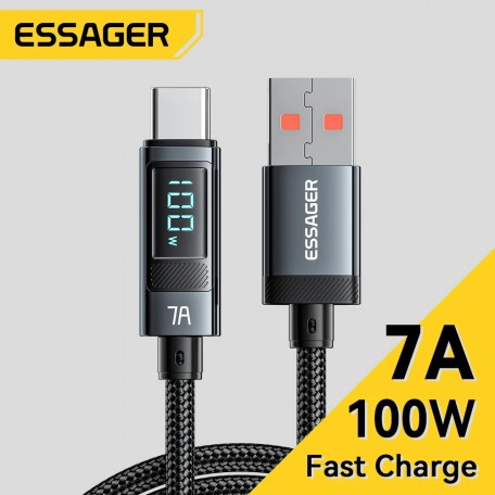 Кабель для зарядки и передачи данных Essager LED Digital Display 7A/100W USB Type-A to USB Type-C 2 м
