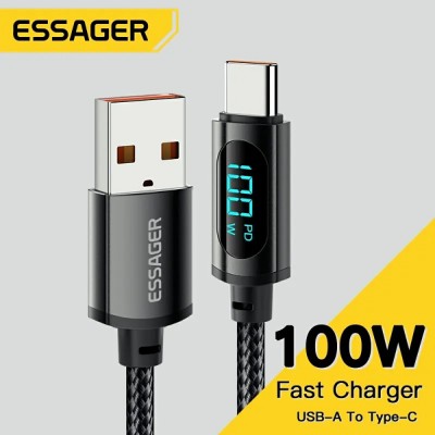 Кабель для зарядки и передачи данных Essager LED Digital Display 7A/100W USB Type-A to USB Type-C 1 м