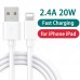 Cable for fast charging and data transfer iPhone iPad 2.4A/20W Apple Lightning to USB Type-A 0.25m