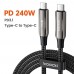Кабель для быстрой зарядки и передачи данных Toocki PD3.1 QC4.0 48V 5A/240W USB Type-C to USB Type-C 1 м