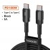 Кабель для быстрой зарядки и передачи данных Toocki 5A/100W USB Type-C to USB Type-C 1 м
