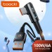 Кабель для зарядки и передачи данных Toocki 90 Degree LED Digital Display 6A/100W USB Type-A to USB Type-C 1 м