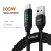 Кабель для зарядки и передачи данных Toocki LED Digital Display 6A/100W USB Type-A to USB Type-C 1 м
