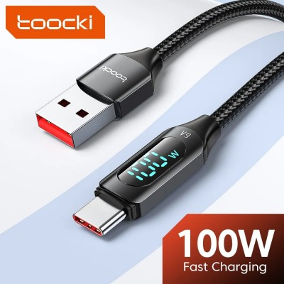Кабель для зарядки и передачи данных Toocki LED Digital Display 6A/100W USB Type-A to USB Type-C 1 м