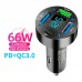Быстрое автомобильное зарядное устройство от прикуривателя 66W 3 USB + Type-C PD с цифровым дисплеем для ноутбуков, планшетов, смартфонов Apple iPhone, iPad, MacBook, Huawei, Honor, Xiaomi, Samsung, OPPO, Redmi, Realme