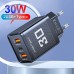 AC charger Phone power supply Maerknon 30W 2 USB A + 1 USB Type-C Fast charging PD+QC3.0 Charging unit for Samsung, IPhone, Xiaomi, Redmi, Huawei, Realme
