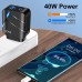 AC charger Phone power supply 40W 1 USB A + 1 USB Type-C Fast charging PD+QC3.0 Charging unit for Samsung, IPhone, Xiaomi, Redmi, Huawei, Realme