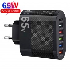 AC charger Phone power supply 65W 5 USB + 1 Type-C Fast charging PD+QC3.0 Charging unit for Samsung, IPhone, Xiaomi, Redmi, Huawei, Realme AC charger Phone power supply 65W 5 USB + 1 Type-C Fast charging PD+QC3.0 Charging unit for Samsung, IPhone, Xiaomi, Redmi, Huawei, Realme