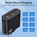 Сетевое зарядное устройство Блок питания для телефона 65W 5 USB + 1 Type-C Быстрая зарядка PD+QC3.0 Блок зарядки для Samsung, IPhone, Xiaomi, Redmi, Huawei, Realme