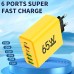 Сетевое зарядное устройство Блок питания для телефона Maerknon 65W 4 USB + 2 Type-C Быстрая зарядка PD+QC3.0 Блок зарядки для Samsung, IPhone, Xiaomi, Redmi, Huawei, Realme