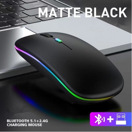 Беспроводная мышка Magic RGB подсветка USB зарядка бесшумная со встроенным аккумулятором Bluetooth+2.4G