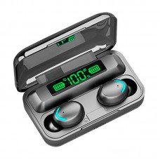 Wireless headphones TWS F9-5 with charging case power bank vacuum bluetooth 5.1 with RGB LED digital display backlight and noise reduction