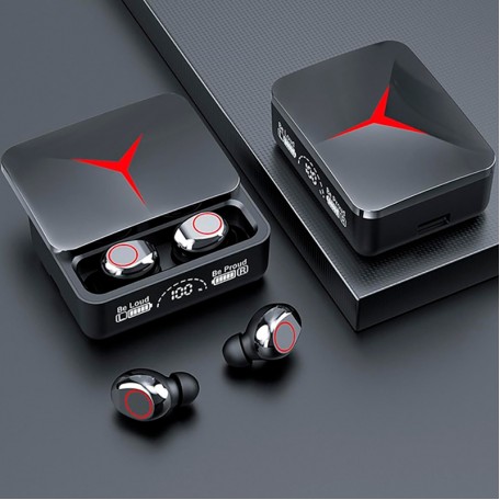 Беспроводные наушники TWS M90 Pro с зарядным кейсом павер банком вакуумные bluetooth 5.3 с RGB LED подсветкой и шумоподавлением
