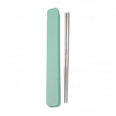 Metal reusable Chinese Korean Japanese chopsticks with pencil case for Food Sushi Rolls Box SUS 304L 23 cm