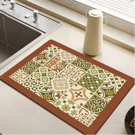 Противоскользящий непротекаемый коврик для сушки посуды Kitchen Drying Mat 30x40 см